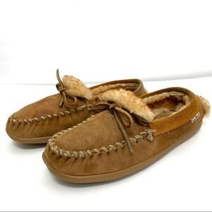 L.L Bean Men’s Wicked Good Leather Sheep Wool Lined Moccasin Slippers